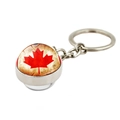 Portachiavi a doppia faccia con bandiera del Canada, foglia d'acero vintage e anello - Stile Emisfero Vintage (XSWX8418-3)