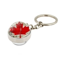 Portachiavi bifacciale con bandiera del Canada, foglia d'acero vintage e cupola in vetro - Stile Vintage Venatura Legno Bianco (XSWX8418-4)