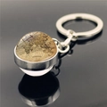 Porte-clés vintage en argent avec cabochon en verre et carte du monde style parchemin - Carte du Monde Ton Parchemin (XSWX8433-2)