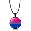 Bisexual pride flag necklace with pink purple and blue heart pattern on black cord - Bisexual Pride Flag Pattern (Style 8)