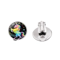 Cute cartoon unicorn clip-on earrings with rainbow glass dome for kids and girls - Starry Rainbow Unicorn Style (XSWX8451-4)