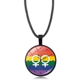 Rainbow heart circular pendant necklace with black cord and Venus symbol design - Rainbow Double Female Clock Pattern (Style-20)