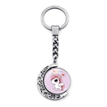 Porte-clés licorne lune avec pendentif dessin animé violet et cadre croissant creux - Style Anglais Ruban Licorne (XSWX8449-3)