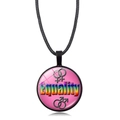 Rainbow Equality heart pendant necklace with black cord for LGBTQ+ pride support - Equality Theme Pattern (Style-23)