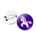 Vista dettagliata fronte e retro di una spilla a forma di unicorno con chiusura di sicurezza - Unicorno Viola Scuro (XSWX8452-12)