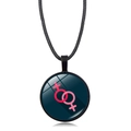Rainbow double female symbol glass pendant necklace with black cord cord chain - Double Female Symbol Pattern (Style-26)