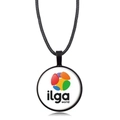 Rainbow heart logo round pendant necklace with minimalist black cord for couples - ILGA World Logo (Style-30)