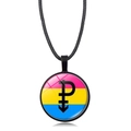 Pansexual pride symbol heart pendant necklace on a minimalist black cord cord strap - Pansexual Symbol Pattern (Style-31)