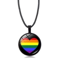 Rainbow heart pendant necklace with black cord for LGBT pride and gift - Rainbow Patchwork Heart (Style-41)