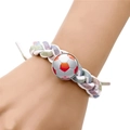 Hand-woven colorful glitter bracelet featuring a soccer ball glass charm for football fans - Multicolor Braided Soccer Ball (XSWX8455-White-4)