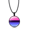 Rainbow heart pendant necklace with black cord and five-color striped pattern - Five-Color Striped Art Flag Pattern (Style 3)