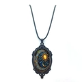 Collar vintage con colgante ovalado de sol y luna y cordón negro para mujer - Estilo Ovalado Pintado Sol Luna (XSWX8467)