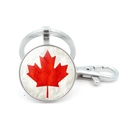 Canada flag maple leaf metal keychain with lobster clasp for car keys and bags - Vintage Paper Texture Maple Style (XSWX8420-10) / Silver