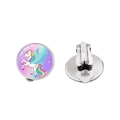 Kids clip-on unicorn earrings with rainbow wings and silver alloy base for non-pierced ears - Colorful Winged Unicorn Style (XSWX8451-8)