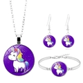 Set di gioielli unicorno argento con collana bracciale e orecchini per bambine - Unicorno Cielo Stellato Viola (XSWX8450-10)