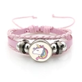 Bracelet en cuir tressé rose avec pendentif licorne et perles colorées - Style de Licorne de Dessin Animé 7 (XSWX8446-7)