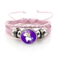 Bracelet multicouche en cuir rose avec cabochon licorne et perles tressées - Style de Licorne de Dessin Animé 10 (XSWX8446-10)