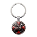 Portachiavi cavaliere templare medievale con anello in argento ed emblema croce rossa - Motivo Cavaliere / Argento