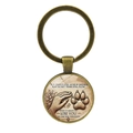 Bronze pet memorial keychain featuring hand and paw print design with sentimental text - Antique Bronze