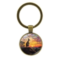 Retro-Schlüsselanhänger aus Bronze mit Känguru-Sonnenuntergang für Souvenirs - Antikbronze