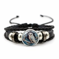 Bracelet multicouche en cuir fait main avec motif hibou et cordes tressées - Hibou Industriel Rétro (XSWX7829-6)