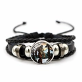 Retro multi-layer leather bracelet with Bigfoot illustration and adjustable beads - Snowy Mountain Bigfoot Style (XSWX7831-5)