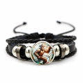 Detail of multi-layer leather braid and Bigfoot graphic bead on rustic bracelet - Cowboy Style Bigfoot (XSWX7831-4)
