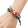 Handmade woven football bracelet with colorful glitter cords and red soccer pendant - Red and White Soccer Ball with Black Background