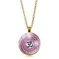 Collier mandala vintage en cuivre avec pendentif dôme en verre symbole Om pour femme - Style Mandala Om 7 (ABXL103-7)