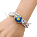 Handmade woven football snap bracelet with pink and green glitter ropes and blue soccer charm - Blue and Yellow Soccer Pattern Colorful Rope (White)