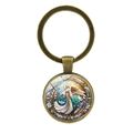Portachiavi vintage in bronzo con angelo e colomba e cabochon in vetro artistico - XSWX7865-Bronzo Antico