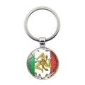 Sicily Trinacria relief keychain with Italian flag colors in stainless steel metal - Italy Flag Laurel Branch Style (XSWX7873-5)