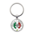 Sicilia Trinacria keychain with Italian flag background and silver metal keyring - Italy Flag Tricolor Trinacria Style (XSWX7873-1)