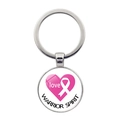 Dettaglio portachiavi nastro rosa con cuore Love e incisione testo Warrior Spirit - Stile Spirito Guerriero (XSWX7874-11)