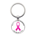 Dettaglio portachiavi argento per la sensibilizzazione al cancro al seno con nastro - Stile You Are Not Alone (XSWX7874-10)