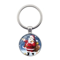 Llavero de Navidad con motivo de Papá Noel, marco de metal plateado y colgante de cristal - Papá Noel con Bolsa de Regalos (XSWX7891-8)