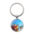 Primer plano del llavero con Papá Noel en un trineo de renos en un paisaje nevado - Papá Noel en Trineo (XSWX7891-7)