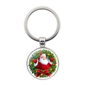 Llavero de Papá Noel con colgante de corona de metal y anilla plateada de regalo - Papá Noel Saludando (XSWX7891-6)