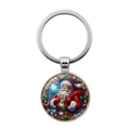 Llavero plateado de Papá Noel con colgante de cristal colorido para regalos navideños - Papá Noel con Saco (XSWX7891-1)