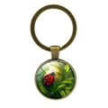 Portachiavi vintage con coccinella in vetro e bronzo per amanti degli insetti - Bronzo Antico (XSWX7929)