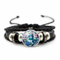 Pulsera multicapa de cuero negro con colgante de muñeco de nieve y cuentas - Estilo Muñeco de Nieve Tono Azul (XSWX7875-3)