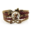 Bracciale multistrato in pelle intrecciata Arcangelo Michele con farfalla e simbolo infinito - Arcangelo San Michele Stile 8 (XSWX7932-8)