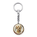 Détail du pendentif Archange Saint Michel avec verre double face sur porte-clés argent - Saint Michel Terrassant le Démon Pose 2 (XSWX7941-7)