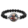 Archangel Saint Michael beaded bracelet with black beads and religious icon pendant - Color Glass Window Michael (XSWX7933-6)