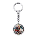 Vue détaillée du pendentif Archange Michael en verre avec porte-clés en métal argenté - Saint Michel Peinture Ton Rouge (XSWX7941-6)