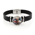 Detail of St. Michael Archangel black braided leather bracelet with stainless steel clasp - Vintage Braided Texture Style (XSWX7934-6) / Black