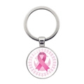 Silberner Schlüsselanhänger mit rosa Schleife und Weltkarte für Brustkrebs-Bewusstsein - Global Care Erde Stil (XSWX7874-3)