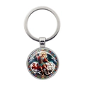 Detail of metal keychain featuring Archangel Michael defeating the devil religious icon - Traditional Religious Illustration Style(XSWX7943-6)