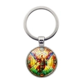 Porte-clés Archange Saint-Michel en argent avec motif artistique de vitrail coloré - Style vitrail haute saturation(XSWX7943-4)
