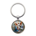Porte-clés Archange Michael avec pendentif religieux coloré sur un fond blanc neutre - Style de scène religieuse de l'Annonciation(XSWX7943-3)